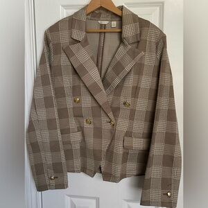 Cato Brown Plaid Blazer with Gold Buttons